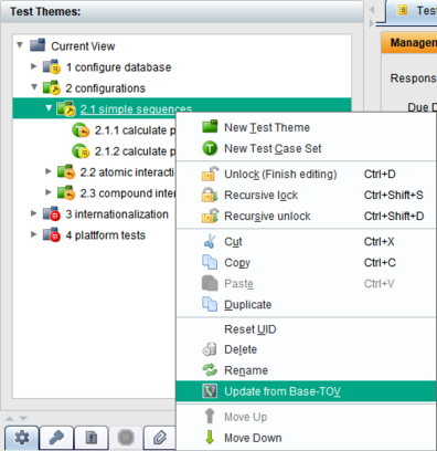 Update a subtree of a variant by transferring the changes from the base TOV.